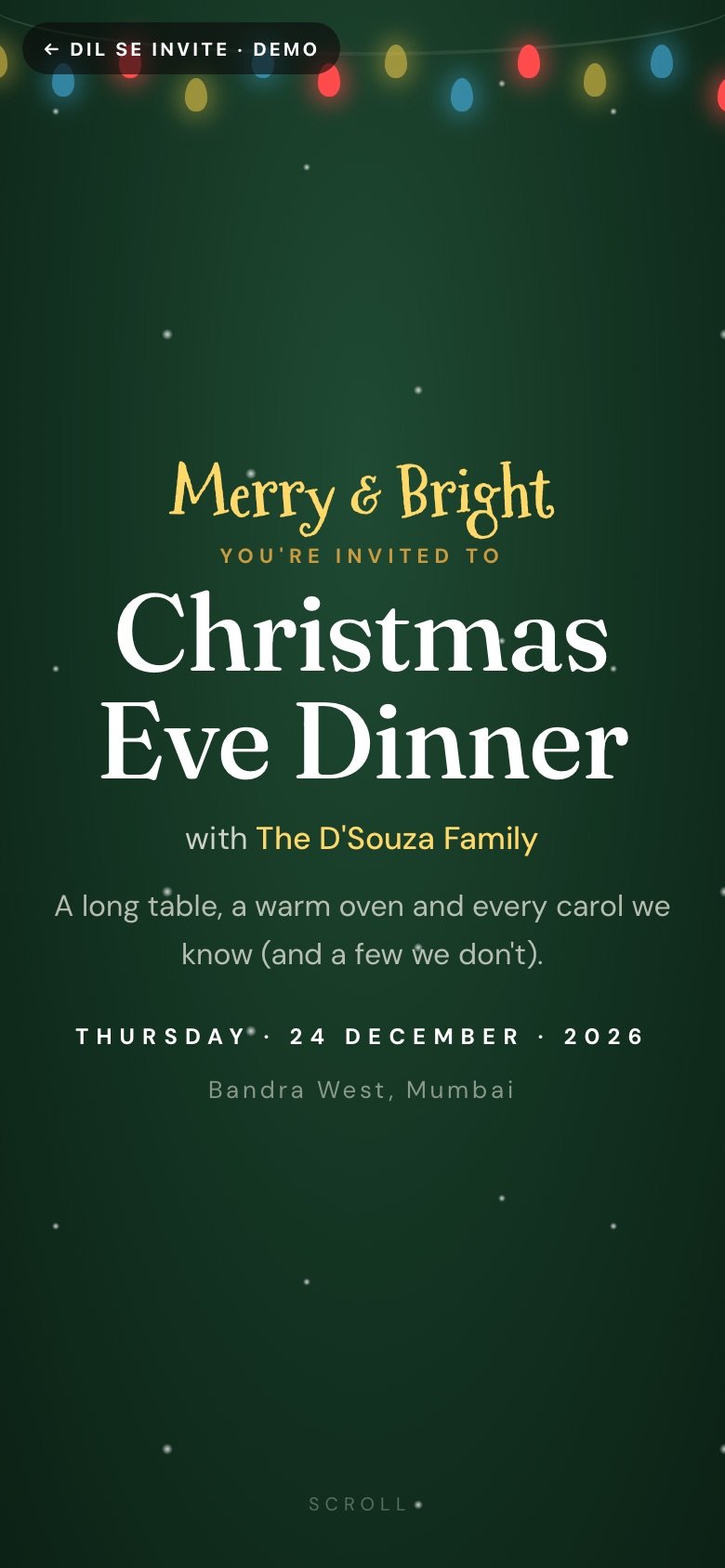 Fairy Lights — christmas invitations invitation website demo