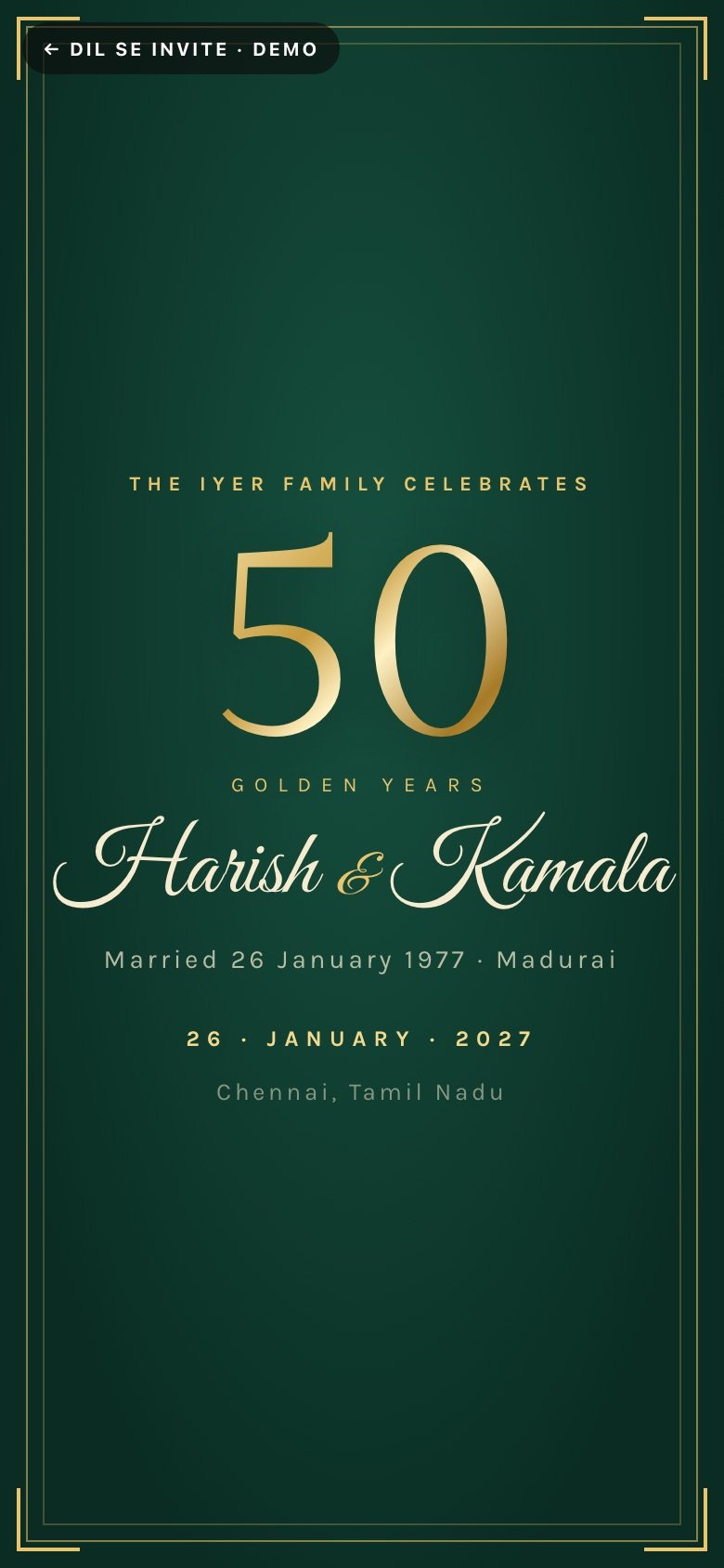 Golden 50 demo website