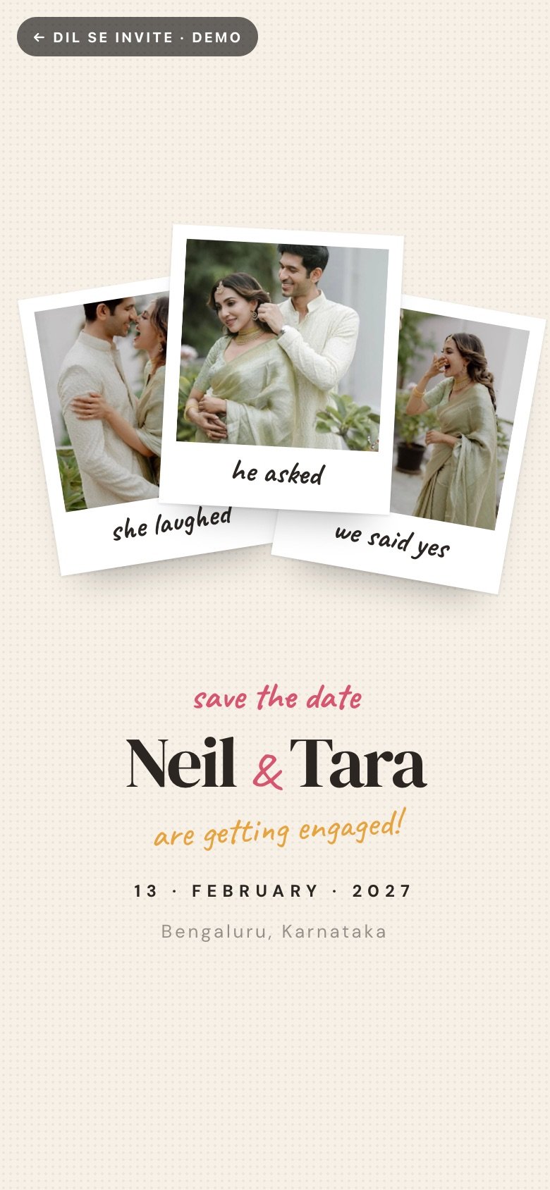 Polaroid · Save the Date demo website