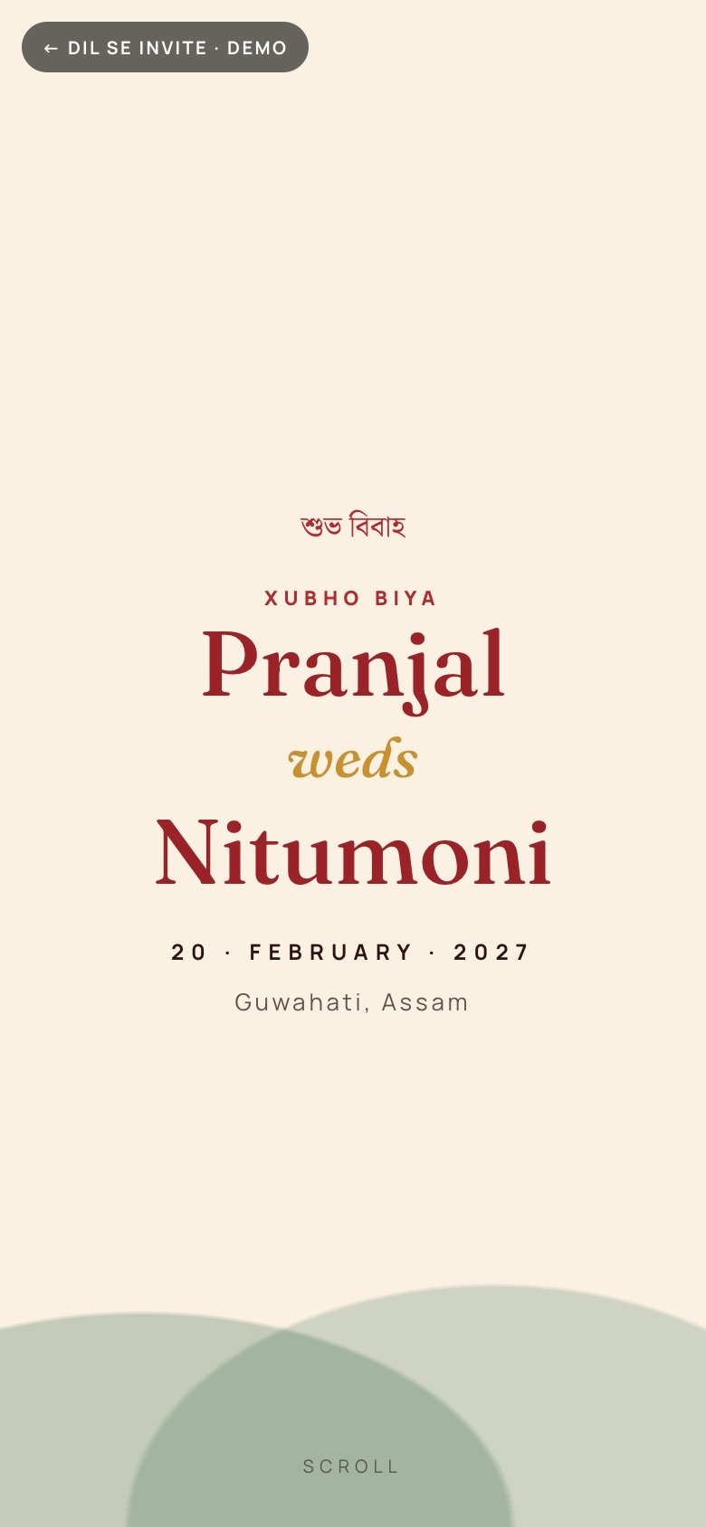 Biya · Gamosa — Pranjal × Nitumoni demo website