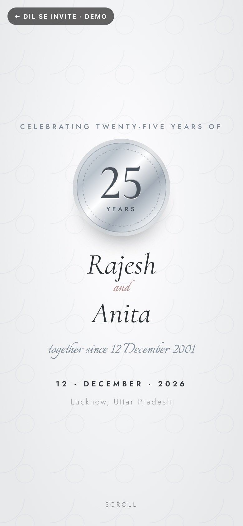 Silver Jubilee — anniversary invitations invitation website demo