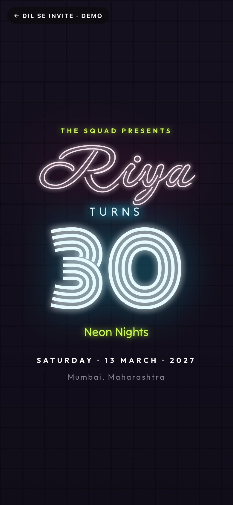 Neon Nights demo website