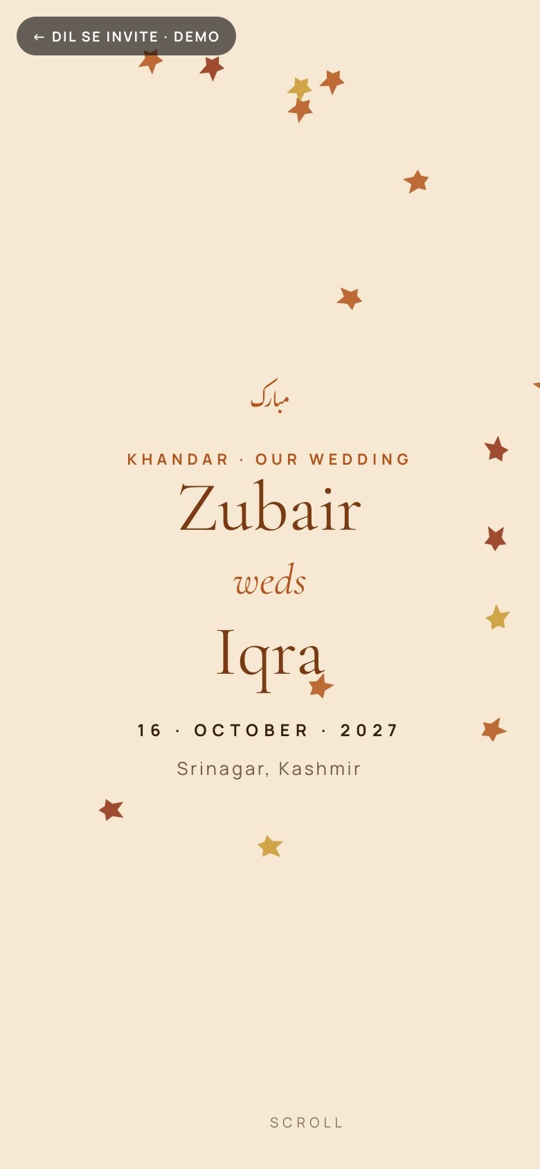Chinar — Zubair × Iqra demo website