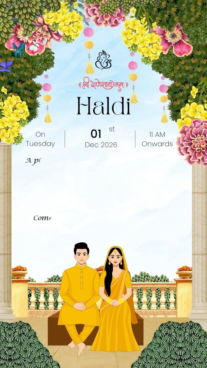 Direction 3 — Illustrated Folk invitation by Dil Se Invite