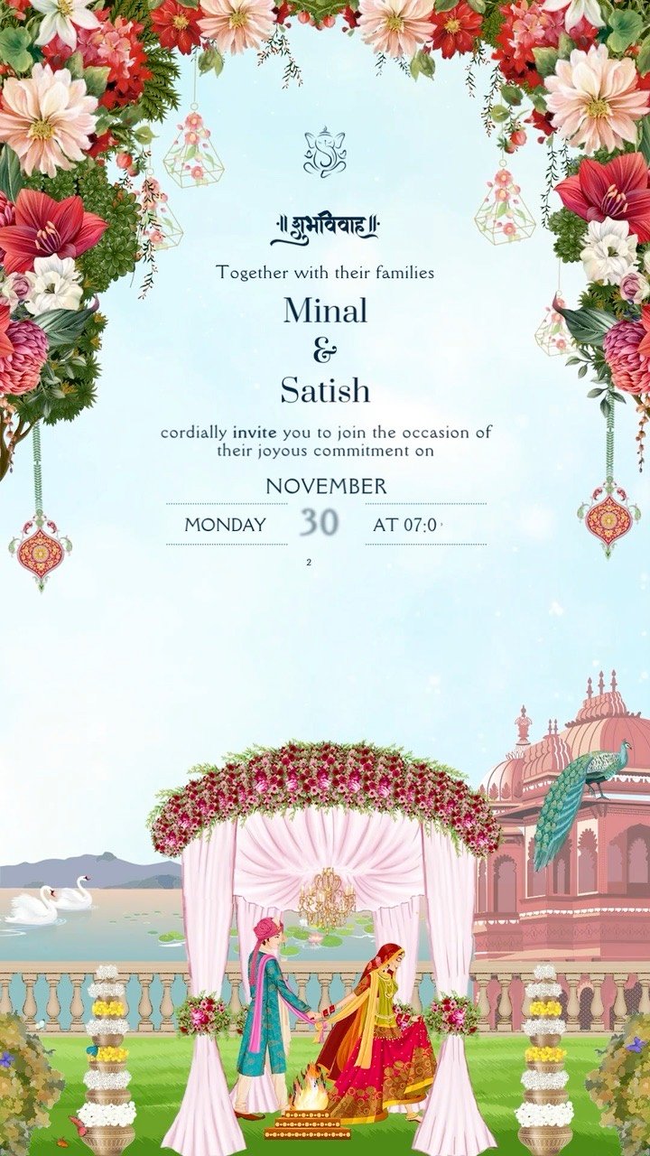 Minal × Satish — Rajwada Mandap Wedding invitation by Dil Se Invite