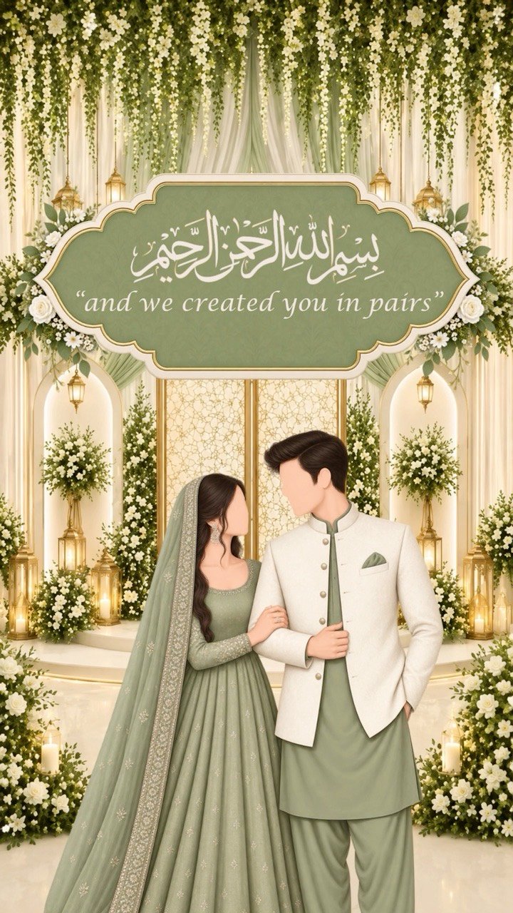 Shalu × Gulam — Sage Nikkah Ceremony invitation by Dil Se Invite