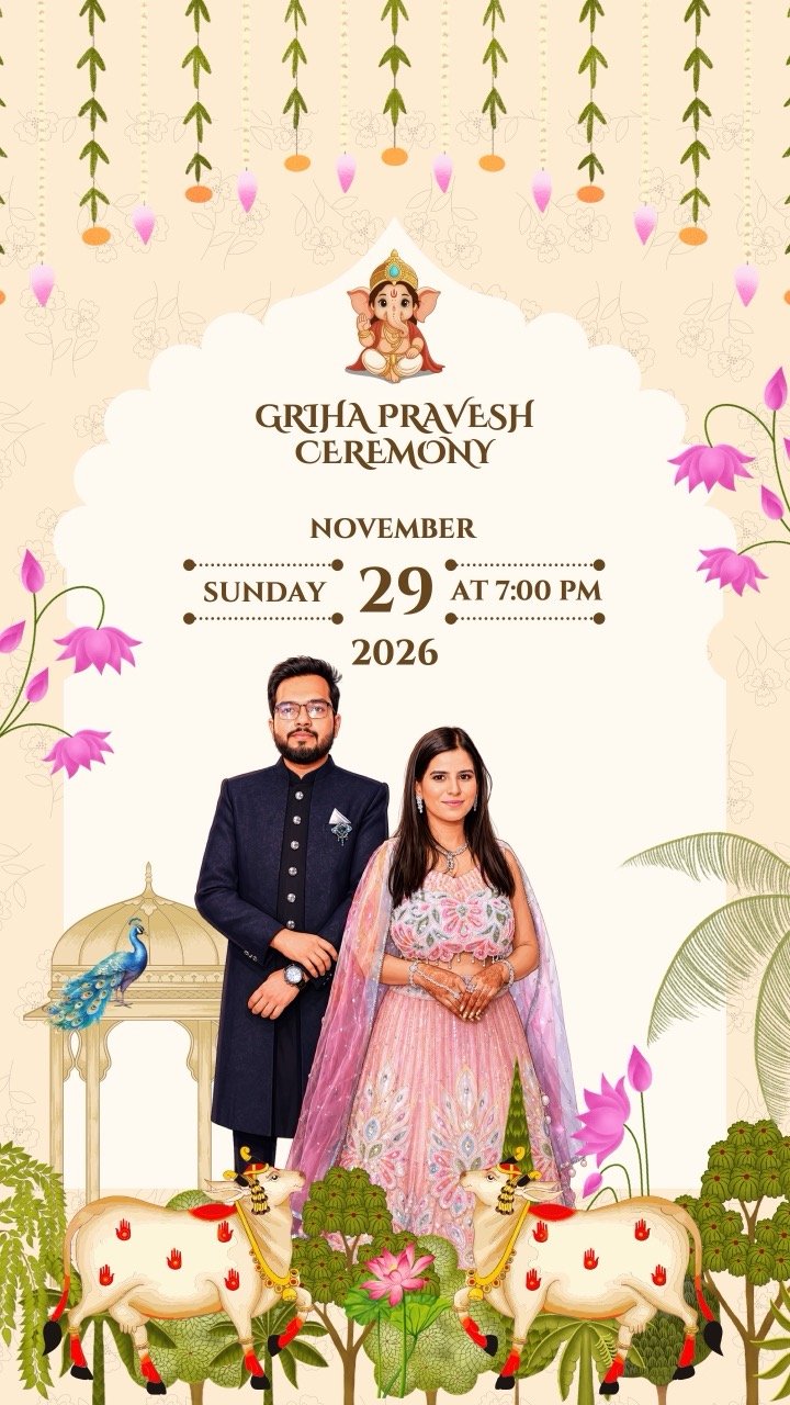 Griha Pravesh invitation design by Dil Se Invite