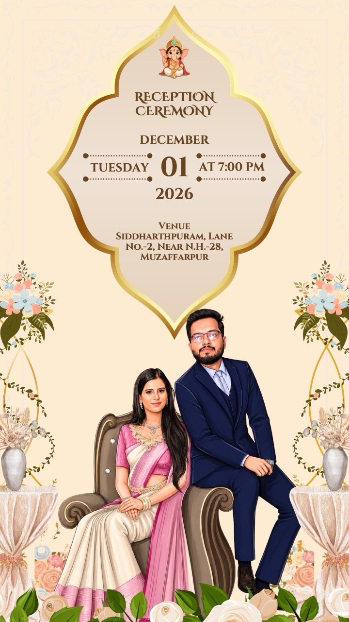 Reception ceremony invitation design by Dil Se Invite